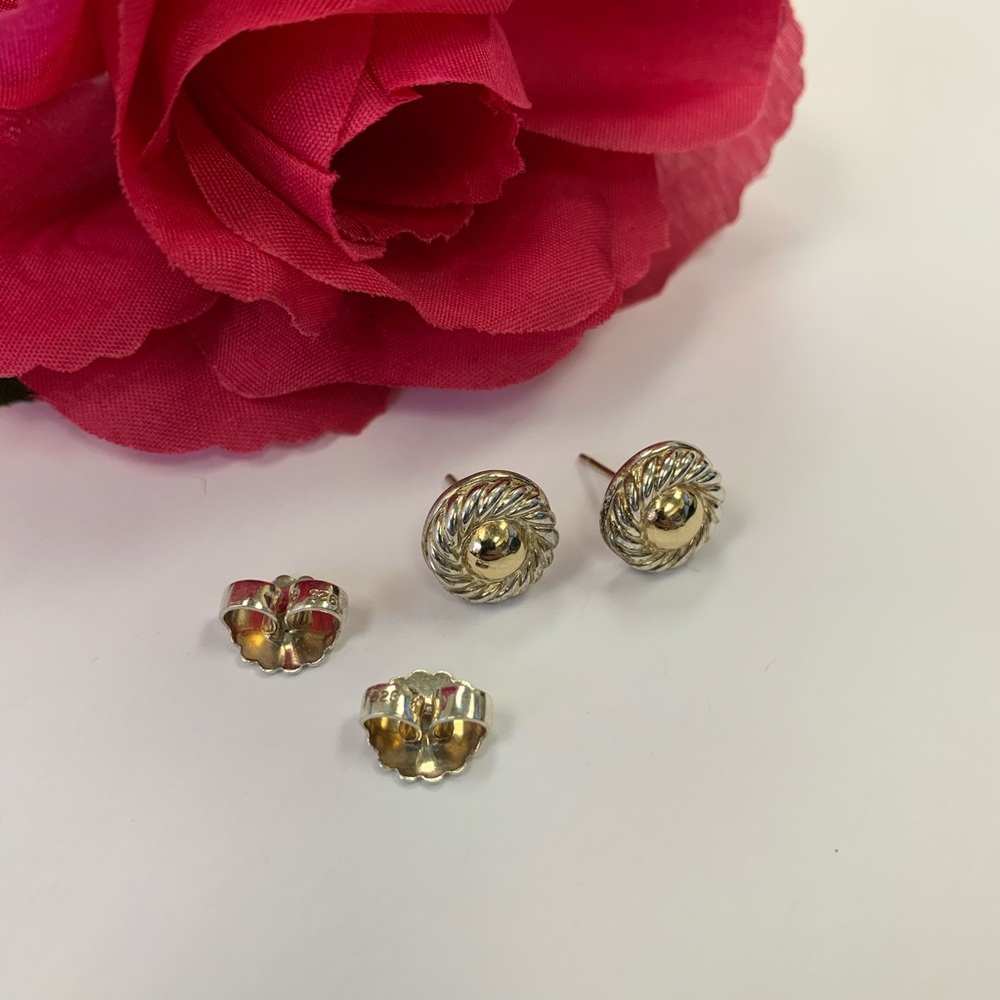 David Yurman 925 14k Cable Classic Cookie Earrings